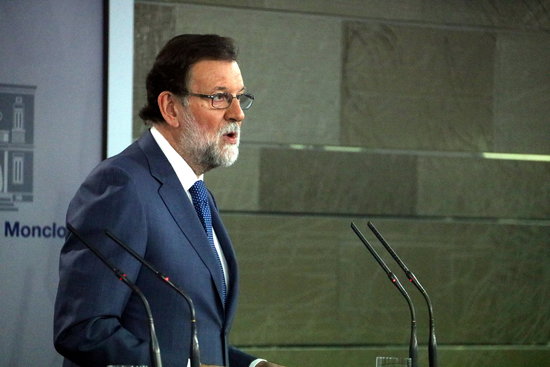Spanish president Mariano Rajoy during a press conference in Madrid on April 13 2018 (by Tània Tàpia)